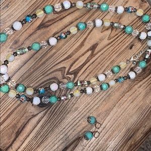 Beaded necklace with matching earrings